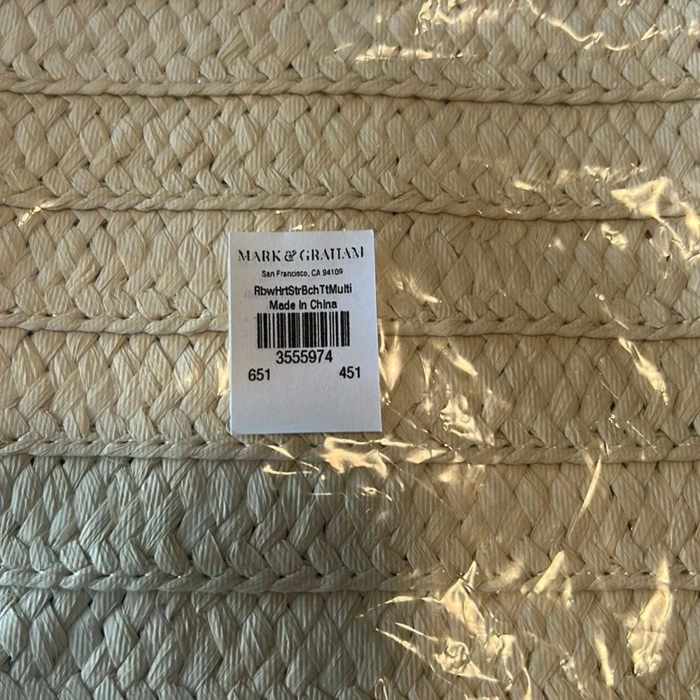 NWOT Mark & Graham Colorful Hearts Straw Beach Tote Book Baby School Travel… - Picture 9 of 9